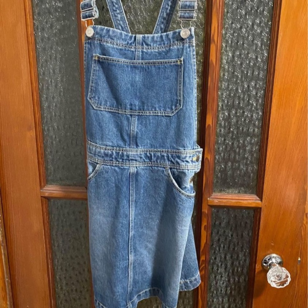 Womens denim overall dress with buttons